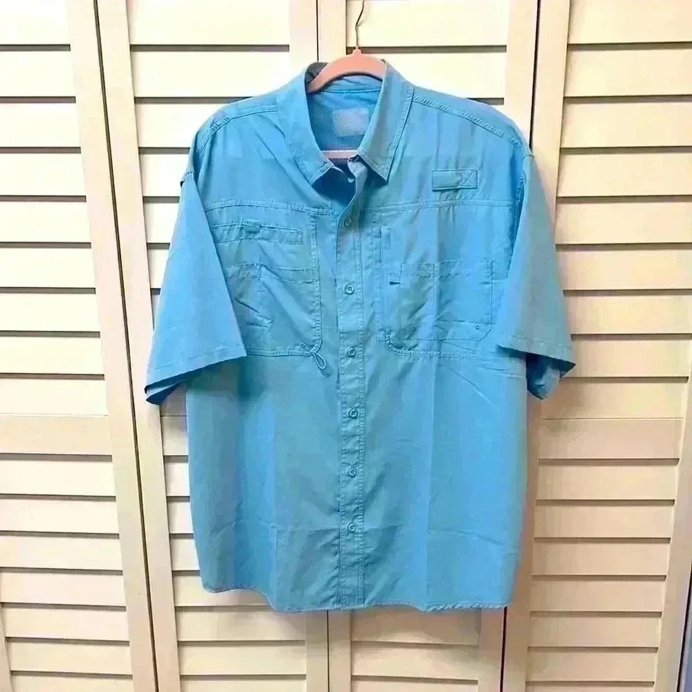 Reel Legends Blue Fishing Shirt - Size L